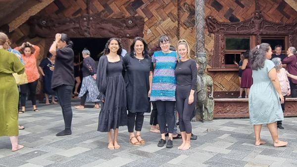 Photo of the group in front of the marae