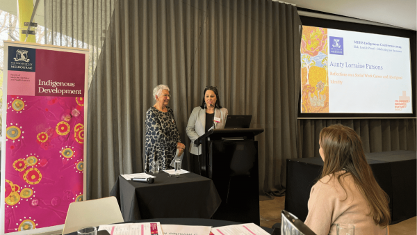 A/Prof Shawana Andrews introducing Aunty Lorraine Parsons for the afternoon keynote