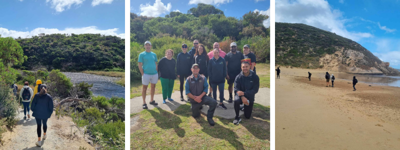 Collage of the 2024 cohort at Yiruk/Wilsons Promontory National Park, with Park ranger Clinton&nbsp;Morton